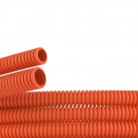 Труба ПНД гибкая гофр. д.20мм, лёгкая без протяжки, 100м, цвет оранжевый