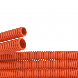 Труба ПНД гибкая гофр. д.32мм, лёгкая без протяжки, 25м, цвет оранжевый