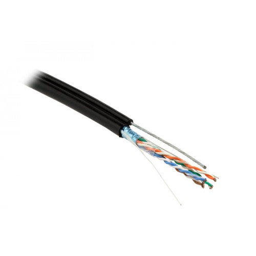 Витая пара, FTP-кабель FUTP4-C5E-S24-2SW-OUT-PE-BK-500  с усиленным тросом Hyperline