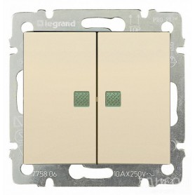 Переключатель 2-кл. на 2 направления  с подсветкой Legrand Valena 774112 слоновая кость