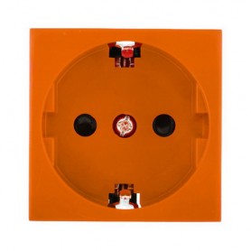 Розетка с заземлением Экопласт LK45 со шторками глянцевая оранжевая