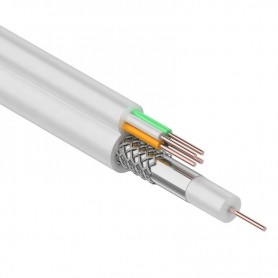 Комбинированный кабель для видеонаблюдения ККСВ-В + 4х0.5 мм., 100м., белый  REXANT