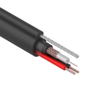 Комбинированный кабель для видеонаблюдения КВК-П 2 + 2х0,75 с тросом,   305м,  REXANT