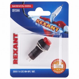 Выключатель-кнопка  250V 1А (2с) ON-OFF  красная  (PBS-11А)  REXANT (в упак. 1шт.)