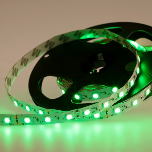 LED лента открытая, 10 мм, IP23, SMD 5050, 60 LED/m, 12 V, цвет свечения зеленый