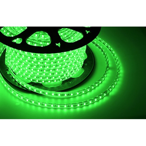 LED лента 220 В, 13х8 мм, IP67, SMD 5050, 60 LED/m, цвет свечения зеленый
