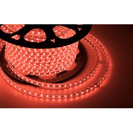 LED лента 220 В, 10х7 мм, IP67, SMD 2835, 60 LED/m, цвет свечения красный, бухта 100 м