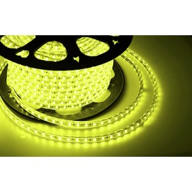 LED лента 220 В, 10х7 мм, IP67, SMD 2835, 60 LED/m, цвет свечения желтый, бухта 100 м