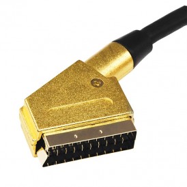 Шнур SCART - SCART (21 Pin), длина 3 метра (GOLD-металл GOLD) REXANT