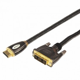 Шнур HDMI - DVI-D с фильтрами, длина 5 метров, шелк 24K (GOLD Luxury) (блистер) REXANT