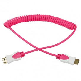 Шнур HDMI - HDMI, длина 2 метра, витой, розовый (GOLD) (PE пакет) REXANT