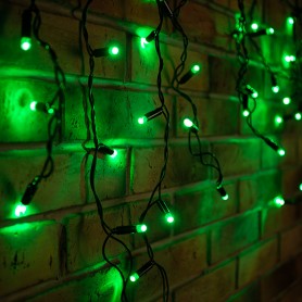 Гирлянда Айсикл (бахрома) светодиодный, 2,4 х 0,6 м, черный провод, 230 В, диоды зелёные, 88 LED |255-044| NEON-NIGHT
