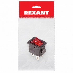 Выключатель клавишный 250V 6А (4с) ON-OFF красный  с подсветкой  Mini  (RWB-207, SC-768)  REXANT Индивидуальная упаковка 1 шт