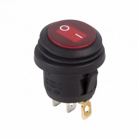 Выключатель клавишный круглый 250V 6А (3с) ON-OFF красный  с подсветкой  ВЛАГОЗАЩИТА  REXANT