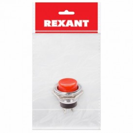 Выключатель-кнопка  металл 220V 2А (2с) (ON)-OFF  Ø16.2  красная  (RWD-306)  REXANT Индивидуальная упаковка 1 шт