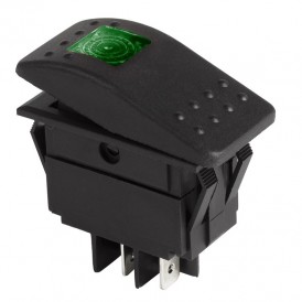 Выключатель клавишный 250 В ON-OFF зеленый с подсветкой REXANT
