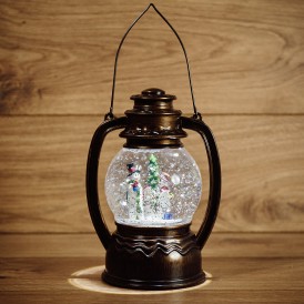 Декоративный фонарь с эффектом снегопада и подсветкой 