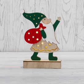 Деревянная фигурка с подсветкой «Дед Мороз» 18 см NEON-NIGHT