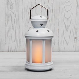 Декоративный фонарь 12х12х20,6 см, белый корпус, теплый белый цвет свечения с эффектом пламени свечи NEON-NIGHT