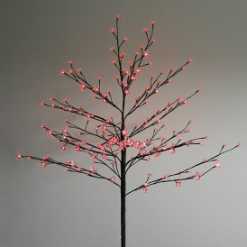 Дерево комнатное "Сакура", коричневый цвет ствола и веток, высота 1.2 метра, 80 светодиодов красного цвета Neon-night 531-242