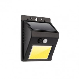 Светильник ПРОЖЕКТОР NEW AGE на солнечной батарее, датчик движения плюс датчик освещенности, кнопка вкл/выкл герметичная фасадная, LED COB монтаж на стену и на