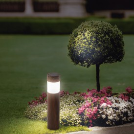 Светильник садовый LAMPER Кантри LED с текстурой дуба, с солнечной панелью и аккумулятором