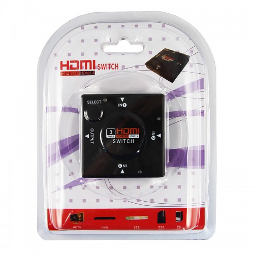 Переключатель гнездо HDMI на 3 гнезда HDMI, без питания, пластик  REXANT