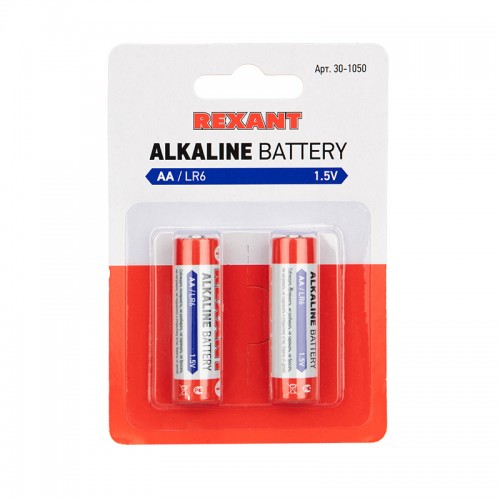 Алкалиновая батарейка AA/LR6 1,5 V 2 шт. блистер REXANT