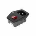 Выключатель клавишный 250 V 6 А (4с) ON-OFF красный с подсветкой, c штекером C14 3PIN и держателем предохранителя  REXANT
