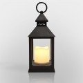 Декоративный фонарь со свечкой, черный корпус, размер 10.5х10.5х24 см, цвет ТЕПЛЫЙ БЕЛЫЙ