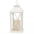 Декоративный фонарь со свечой 14x14x29 см, белый корпус, теплый белый цвет свечения NEON-NIGHT