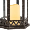 Декоративный фонарь со свечой 18x16.5x31 см, черный корпус, теплый белый цвет свечения NEON-NIGHT