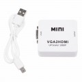 Конвертер VGA + Стерео 3,5 мм на HDMI, пластик, белый  REXANT