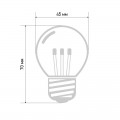 Лампа шар e27 6 LED  Ø45мм - белая, прозрачная колба, эффект лампы накаливания