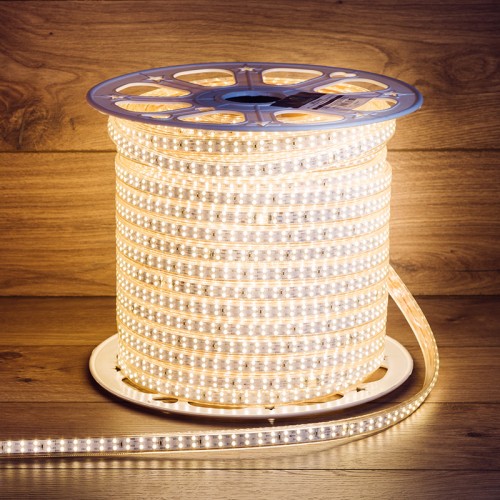 LED лента 220 В, 6.5x17 мм, IP67, SMD 2835, 180 LED/m, цвет свечения теплый белый, 100 м