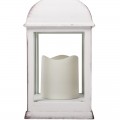 Декоративный фонарь со свечкой, белый корпус, размер 10.5х10.5х22,35 см, цвет ТЕПЛЫЙ БЕЛЫЙ