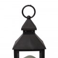 Декоративный фонарь со свечкой, черный корпус, размер 10.5х10.5х24 см, цвет ТЕПЛЫЙ БЕЛЫЙ
