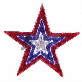 Фигура "Звезда" бархатная, размеры 91 см (129 светодиод красный+голубой+белый цвета)   | 514-022 | NEON-NIGHT