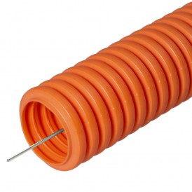 Труба гибкая гофрированная ПНД 16мм с протяжкой лёгкая безгалогенная (HF) (100м) оранжевый | 21661 | Промрукав