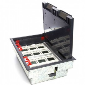 Люк для розеток в пол на 12 модулей (45х45мм) в комплекте с коробкой и суппортами