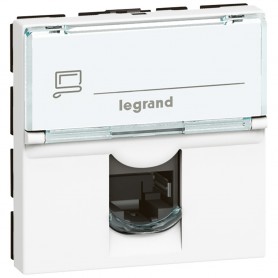 Розетка RJ45 UTP кат.6a 2 модуля Legrand Mosaic 076574 белая