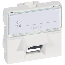 Розетка RJ45 FTP кат.6 2 модуля 45° Legrand Mosaic 076505 белая