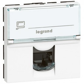 Розетка RJ45 FTP кат.6 2 модуля 90° Legrand Mosaic 076592 белая