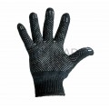 Перчатки полушерстяные с покрытием ПВХ («Зима») черные,  7 нитей,  75-77 г